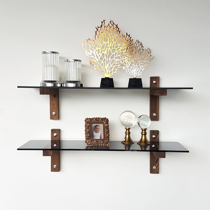 Hanah Home Estantería de pared R202, Nogal y Fume Hanah Home Estantería de pared R202, Nogal y Fume